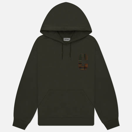 фото Мужская толстовка carhartt wip hooded wiles, цвет оливковый, размер s