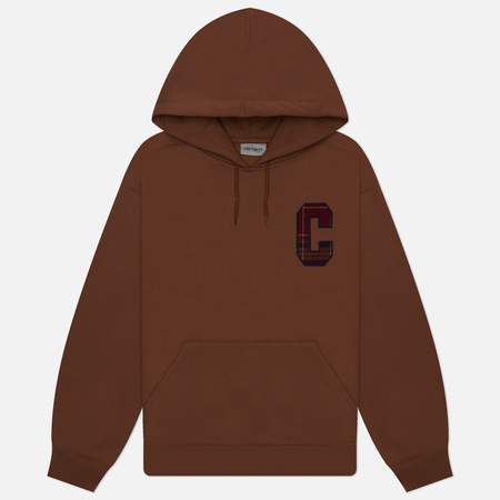 фото Мужская толстовка carhartt wip hooded wiles, цвет коричневый, размер s