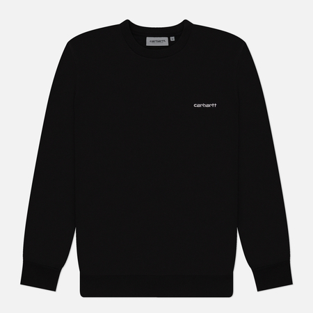 фото Мужская толстовка carhartt wip script embroidery, цвет чёрный, размер s
