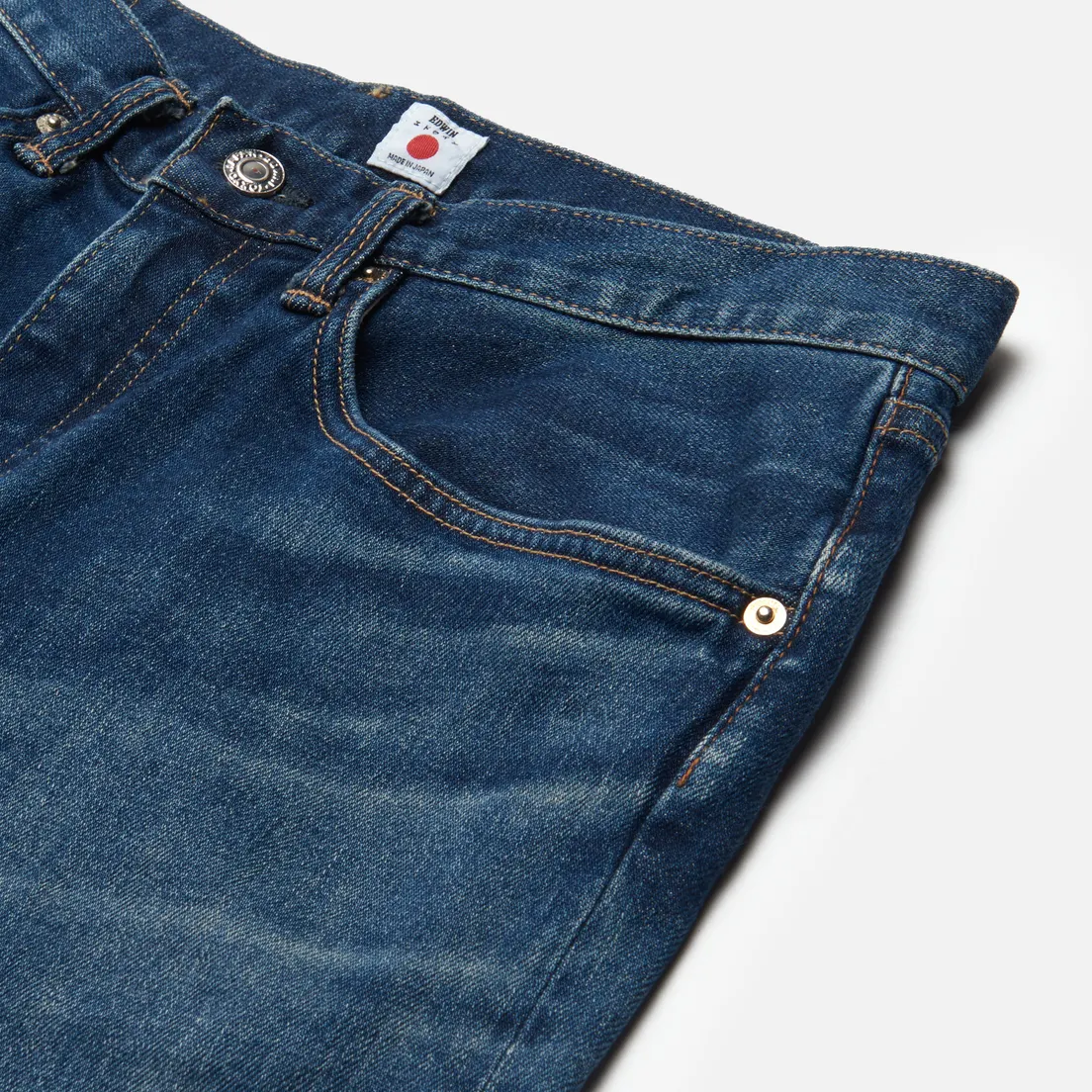 Edwin Мужские джинсы Wide Kaihara Blue Stretch Denim Green x White Selvage 12,5 Oz