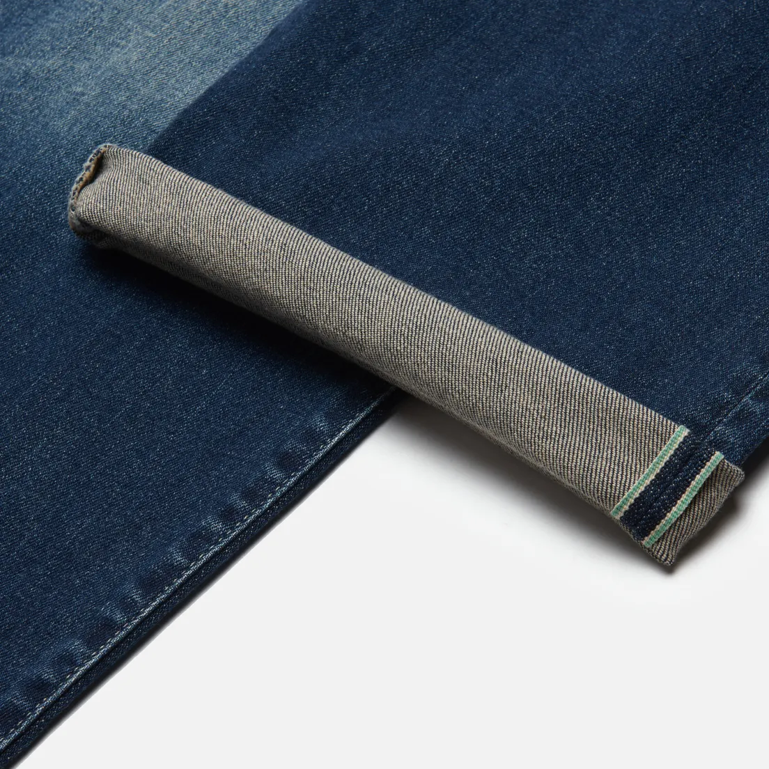 Edwin Мужские джинсы Wide Kaihara Blue Stretch Denim Green x White Selvage 12,5 Oz
