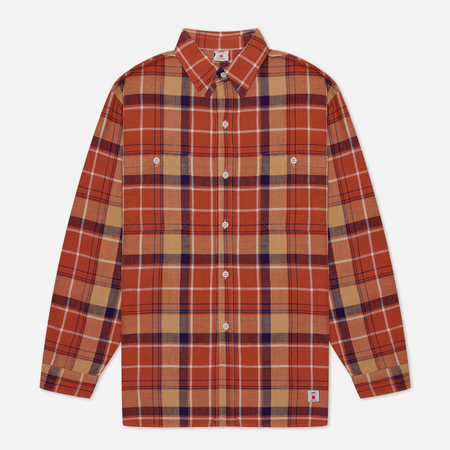 фото Мужская рубашка edwin work shirt, цвет оранжевый, размер s