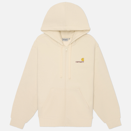 Мужская толстовка Carhartt WIP Full Zip Hooded American Script, цвет бежевый, размер M