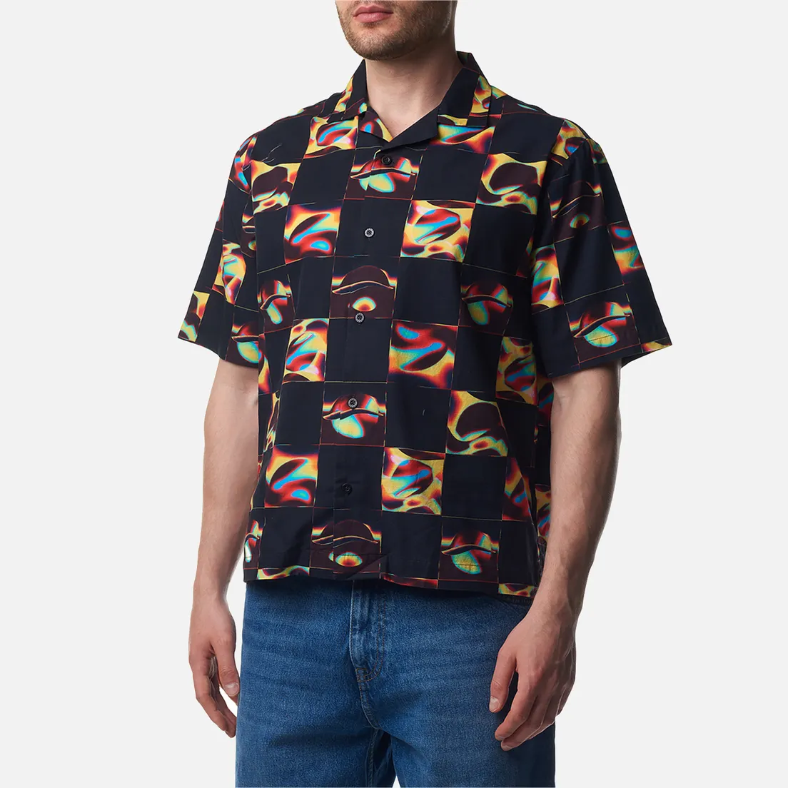 Edwin Мужская рубашка Saike Check All Over Print Crepe