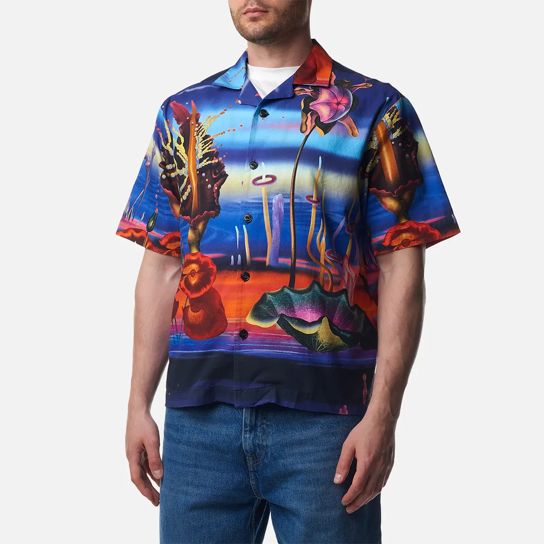 Edwin Мужская рубашка Temple Of Flora All Over Print Crepe