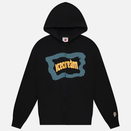 Мужская толстовка ICECREAM Block Logo Zip Through Hoodie, цвет чёрный, размер M