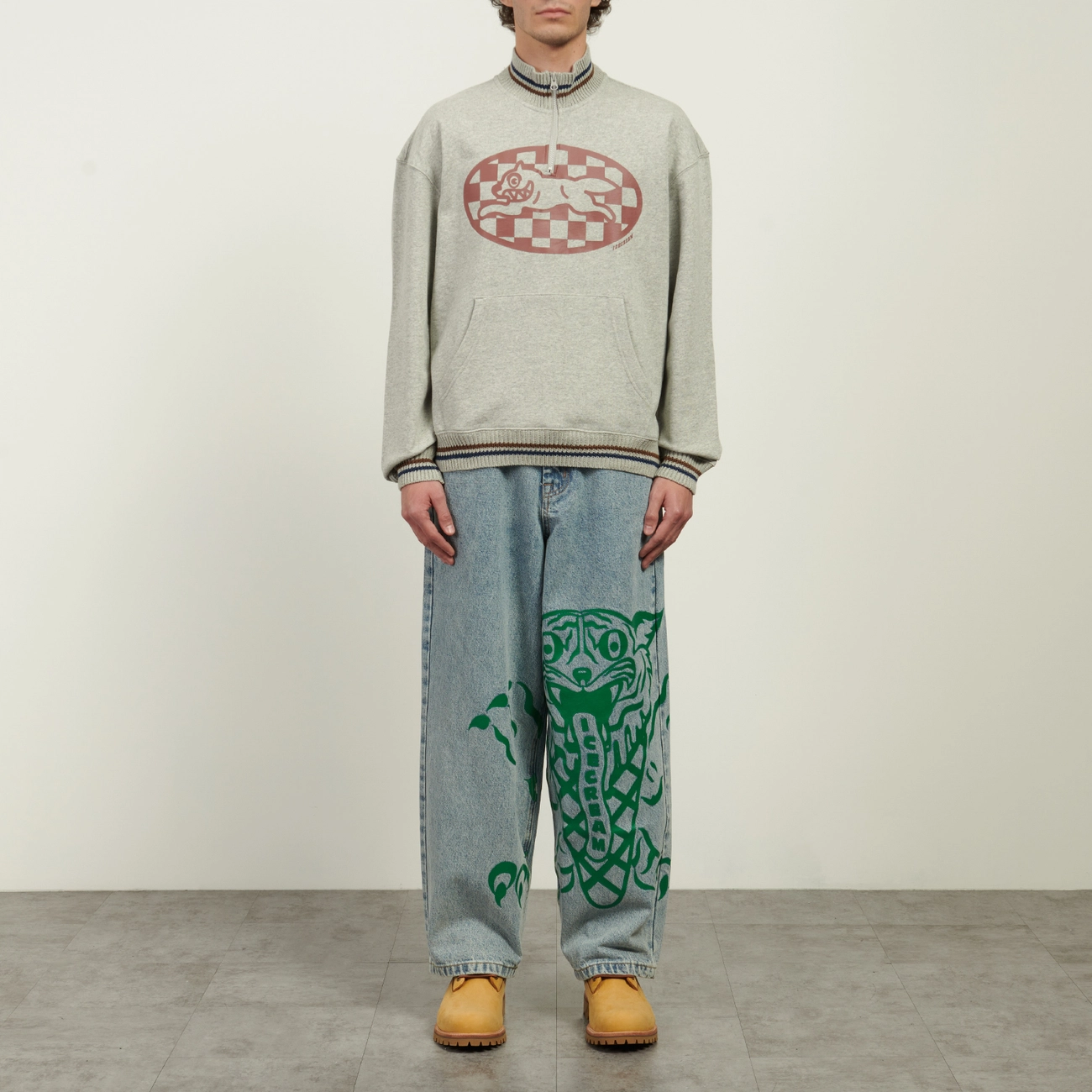 Мужская толстовка ICECREAM Checker Running Dog Quarter Zip