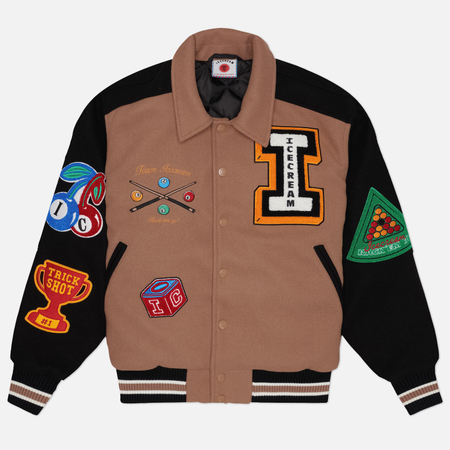 Мужская демисезонная куртка ICECREAM Trick Shot Collared Varsity, цвет коричневый, размер L