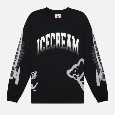 Мужской лонгслив ICECREAM Halftone Multi Logo, цвет чёрный, размер S