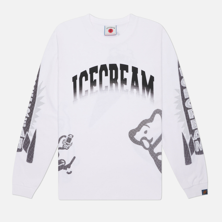 Мужской лонгслив ICECREAM Halftone Multi Logo, цвет белый, размер L
