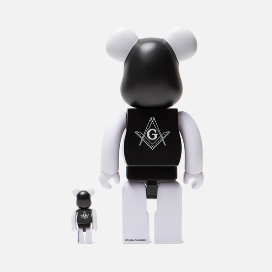 Игрушка Medicom Toy Bearbrick Freemasonry x Fragmentdesign Black Set 100% & 400%