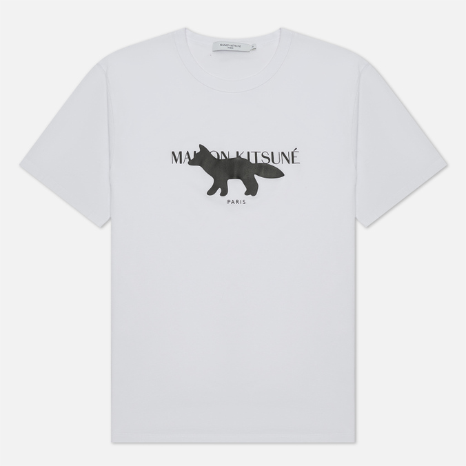 Мужская футболка Maison Kitsune, цвет белый, размер L IM00153KJ0008-P100 Fox Stamp Classic - фото 1