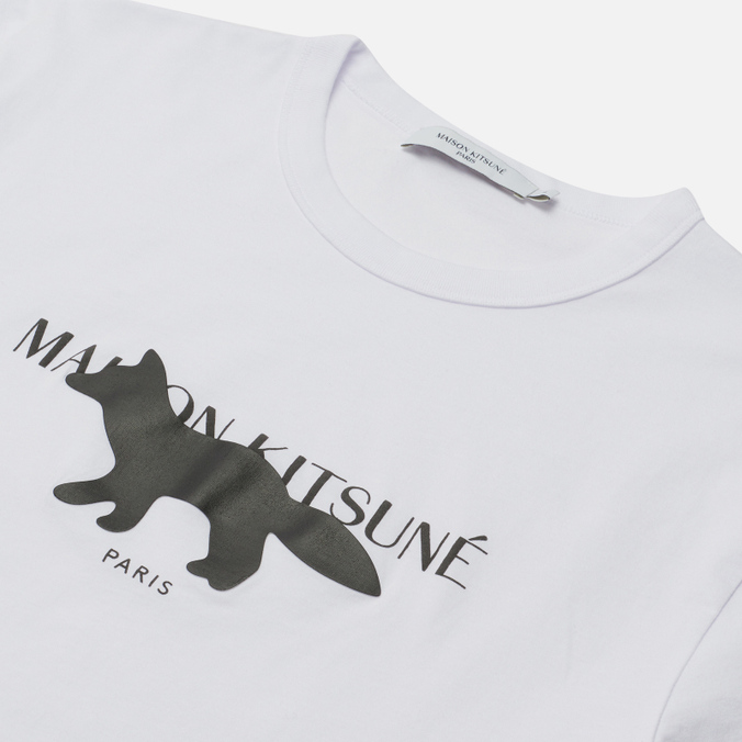 Мужская футболка Maison Kitsune, цвет белый, размер L IM00153KJ0008-P100 Fox Stamp Classic - фото 2