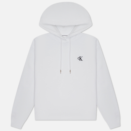 фото Женская толстовка calvin klein jeans cotton blend fleece hoodie, цвет белый, размер xs