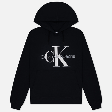 фото Женская толстовка calvin klein jeans monogram hoodie, цвет чёрный, размер xs