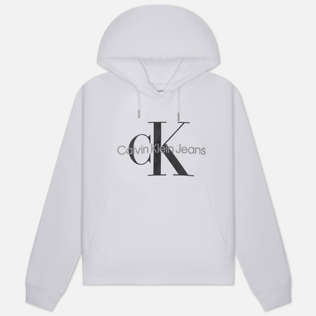 фото Женская толстовка calvin klein jeans monogram hoodie, цвет белый, размер xs