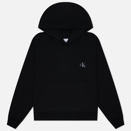 фото Женская толстовка calvin klein jeans cotton terry badge hoodie, цвет чёрный, размер xs