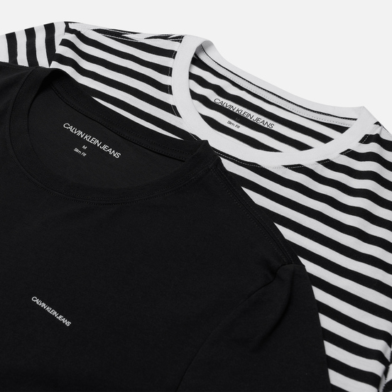 Комплект мужских футболок Calvin Klein Jeans 2 Pack Slim Black Beauty/White Black Stripe