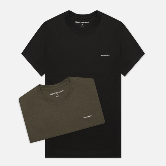 Комплект мужских футболок Calvin Klein Jeans 2 Pack Slim Black Olive/Black
