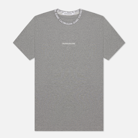 Мужская футболка Calvin Klein Jeans Institutional Collar Logo Mid Grey Heather