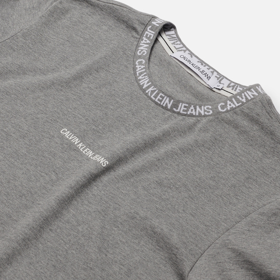 Мужская футболка Calvin Klein Jeans Institutional Collar Logo Mid Grey Heather