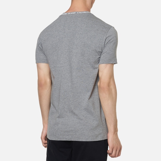 Мужская футболка Calvin Klein Jeans Institutional Collar Logo Mid Grey Heather