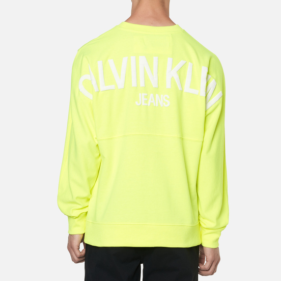 Мужская толстовка Calvin Klein Jeans Back Logo Neon Crewneck Safety Yellow