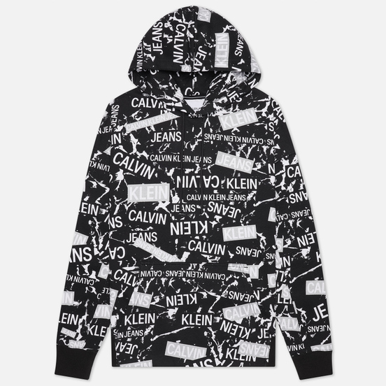 Мужская толстовка Calvin Klein Jeans All Over Print Hoodie Black