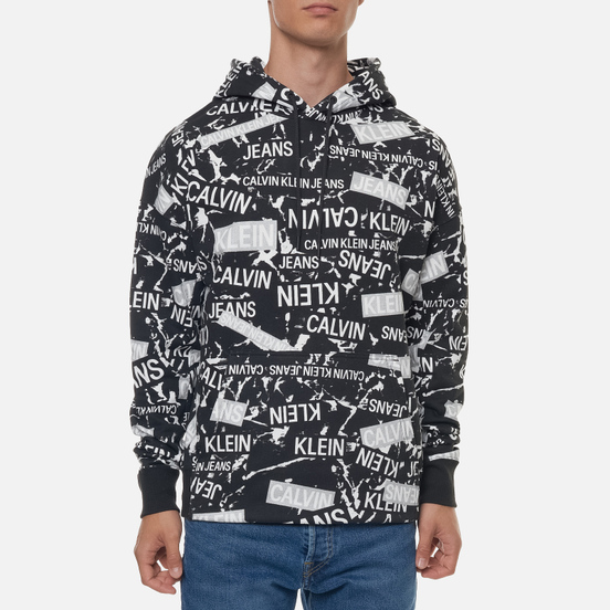 Мужская толстовка Calvin Klein Jeans All Over Print Hoodie Black