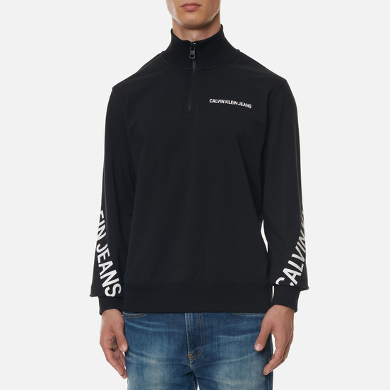 Мужская толстовка Calvin Klein Jeans Stretch Logo Half Zip Black