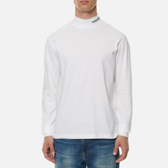Мужской лонгслив Calvin Klein Jeans LS Mock Neck Bright White