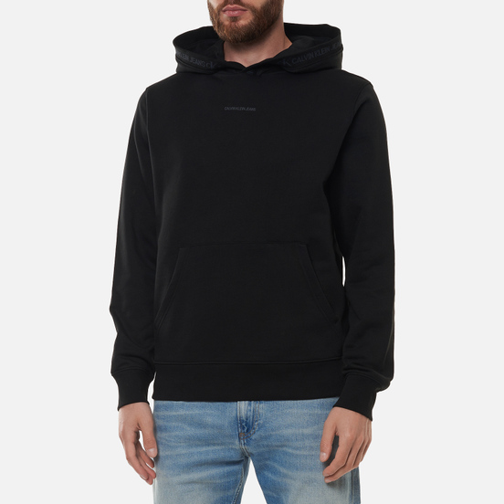 Мужская толстовка Calvin Klein Jeans Organic Cotton Logo Trim Hoodie Black