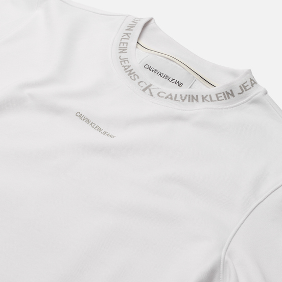 Мужская толстовка Calvin Klein Jeans Logo Jacquard Crew Neck Bright White