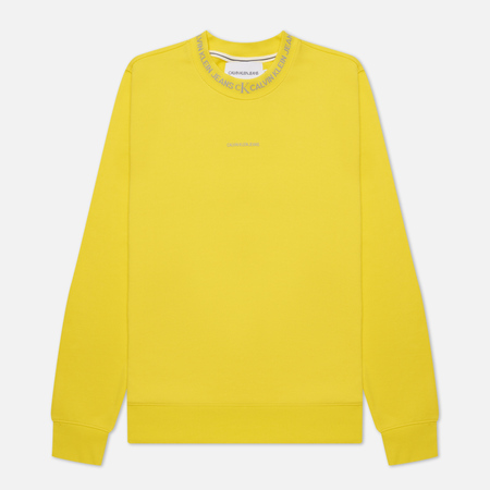 Мужская толстовка Calvin Klein Jeans Logo Jacquard Crew Neck, цвет жёлтый, размер S