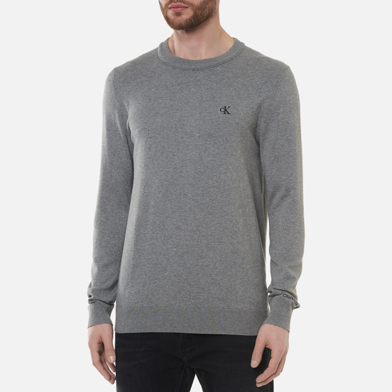 Мужской свитер Calvin Klein Jeans Monogram Chest Logo Crew Mid Grey Heather