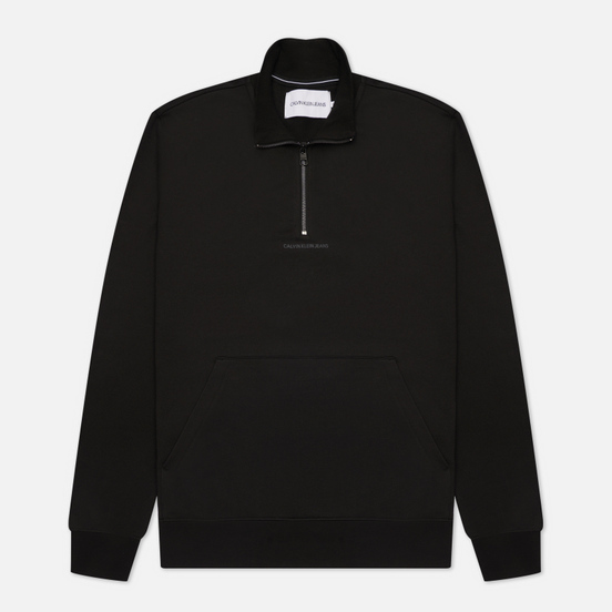 Мужская толстовка Calvin Klein Jeans Logo Jacquard Mock Neck Half-Zip Black
