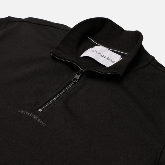 Мужская толстовка Calvin Klein Jeans Logo Jacquard Mock Neck Half-Zip Black