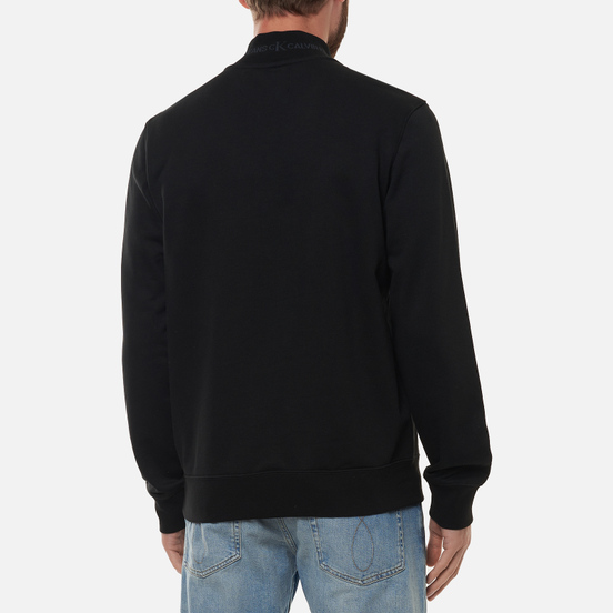 Мужская толстовка Calvin Klein Jeans Logo Jacquard Mock Neck Half-Zip Black