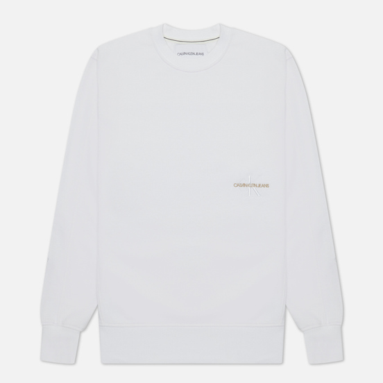 Мужская толстовка Calvin Klein Jeans Off Placed Iconic Crew Bright White