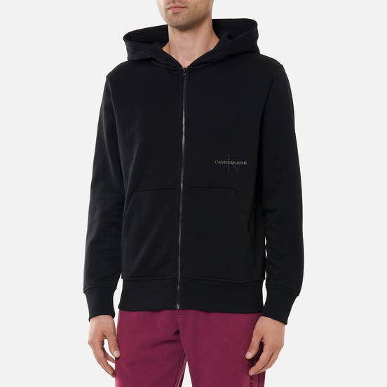 Мужская толстовка Calvin Klein Jeans Off Placed Iconic Zip Hoodie Black