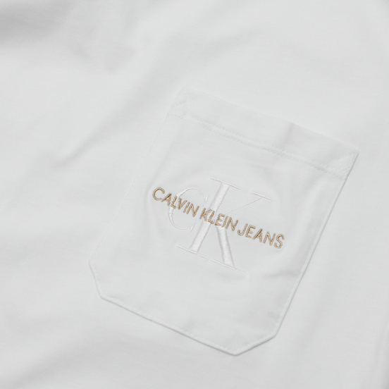 Мужская футболка Calvin Klein Jeans Monogram Embroidery Pocket Bright White