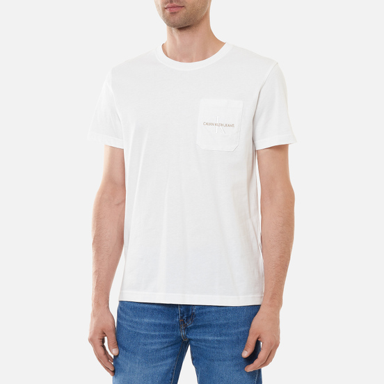 Мужская футболка Calvin Klein Jeans Monogram Embroidery Pocket Bright White