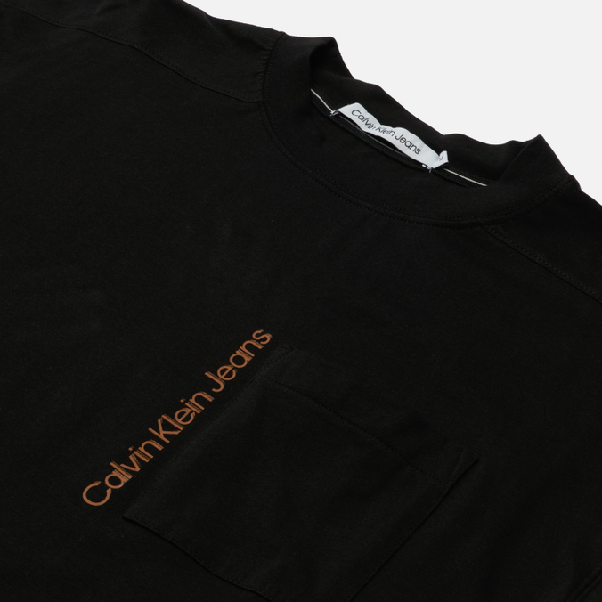 Мужской лонгслив Calvin Klein Jeans, цвет чёрный, размер XXL J30J320206BEH Organic Cotton Crew Neck - фото 2
