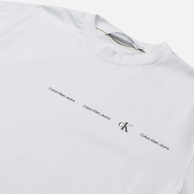 Мужская футболка Calvin Klein Jeans, цвет белый, размер M J30J320601YAF Oversized Repeat Logo - фото 2