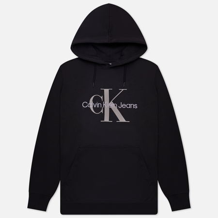 фото Мужская толстовка calvin klein jeans seasonal monologo regular hoodie, цвет чёрный, размер s