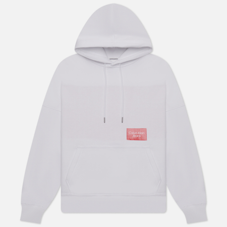 фото Мужская толстовка calvin klein jeans bold logo colorblock hoodie, цвет белый, размер s