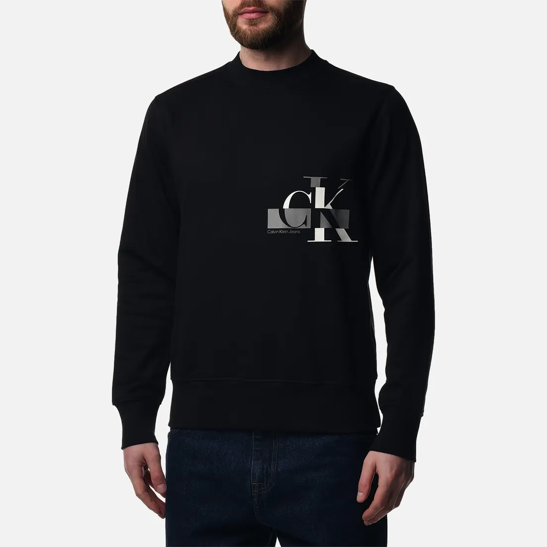 Calvin Klein Jeans Мужская толстовка Glitched CK Logo Crew Neck