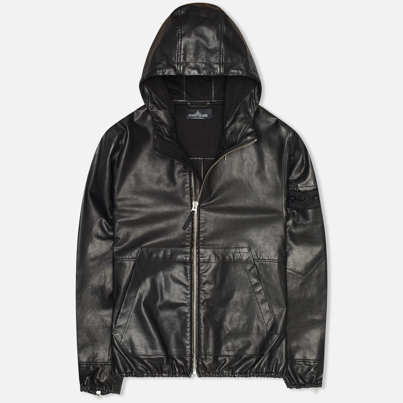 Мужская куртка Stone Island Shadow Project Hooded Bonded Leather