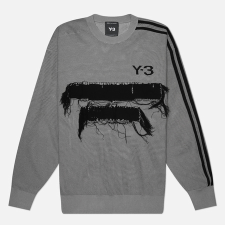  Мужской свитер Y-3 Graphic Knit Crew, цвет серый, размер L