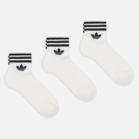 Комплект носков adidas Originals 3-Stripes Ankle 3-Pack, цвет белый, размер 46-48 EU